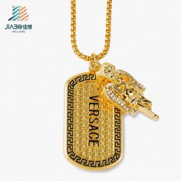 New Design Legierung Casting Schmuck Benutzerdefinierte Gold Tag mit Halskette